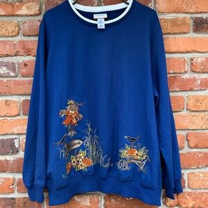 Alfred Dunner Blue Harvest Sweatshirt Embroidery Size 2X